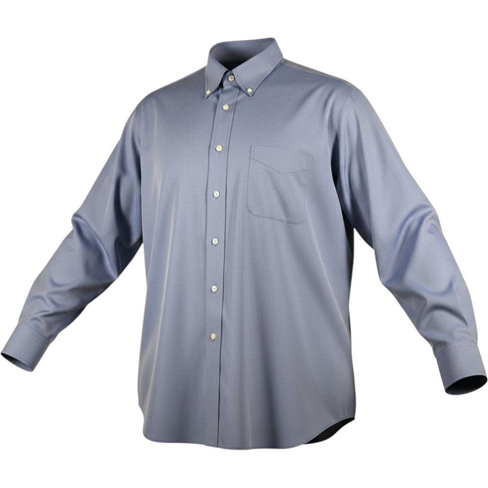 Paul Fredrick Mens Tailored Fit‎ Blue Button Down Dress Shirt 17.5 x 33